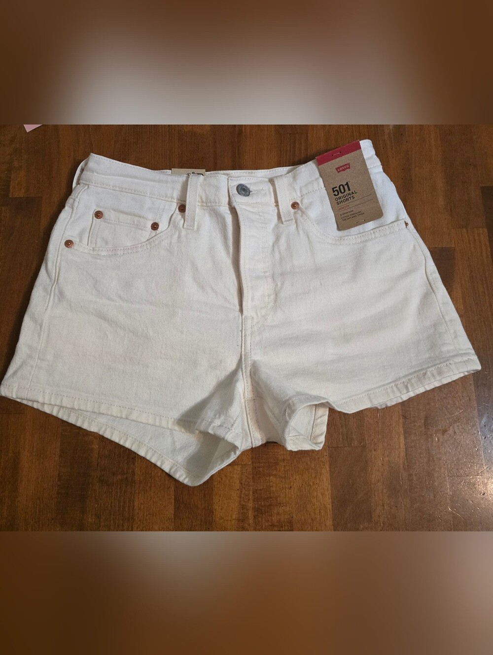 Levi's Off-White 501 High-Rise Denim Shorts
